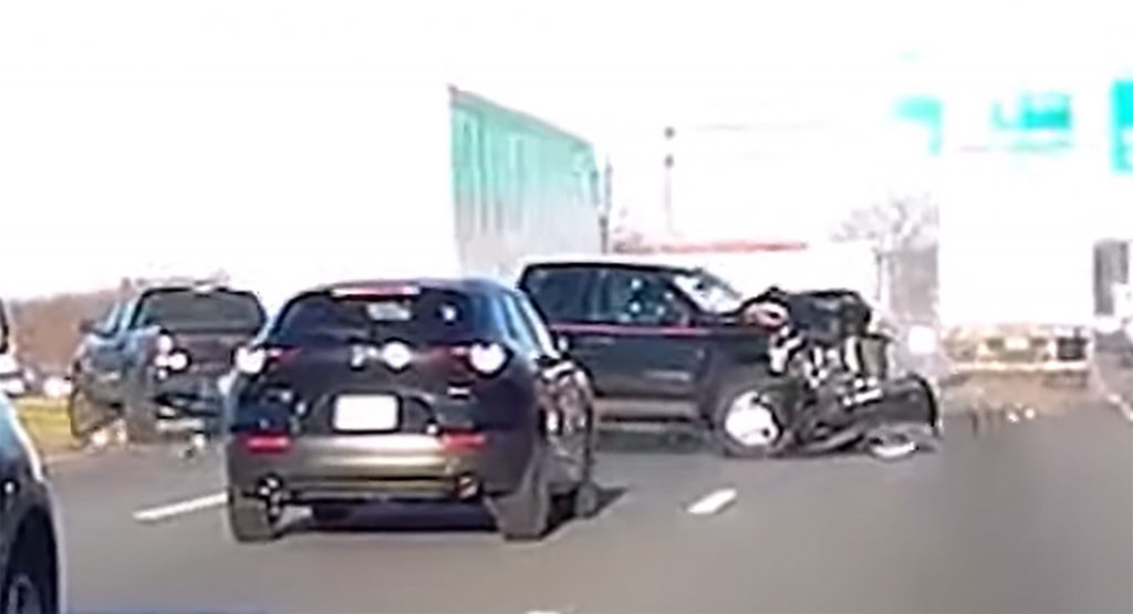  Distracted Chevy Silverado Driver Causes Multi-Car Crash On Maryland Highway