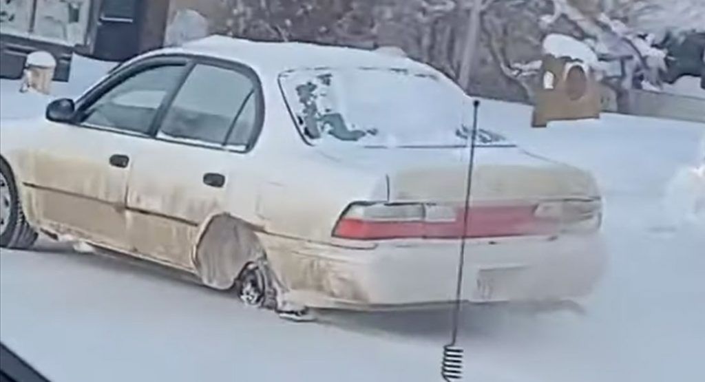  This Toyota Corolla Only Needs Three Wheels To Drive In The Snow