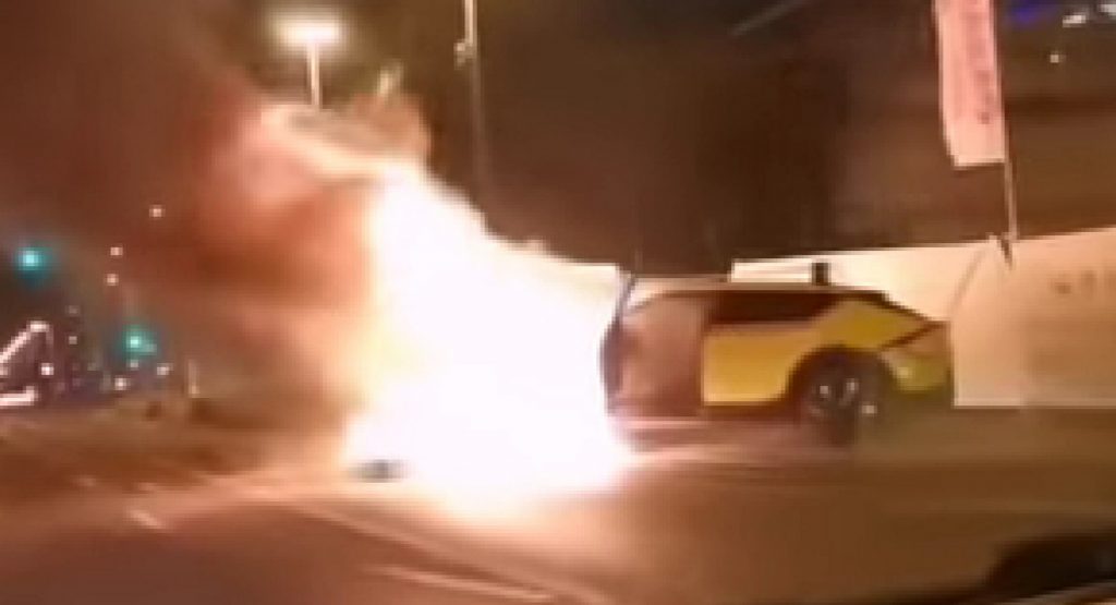  Kia EV6 Bursts Dramatically Into Flames Following Collision In Budapest