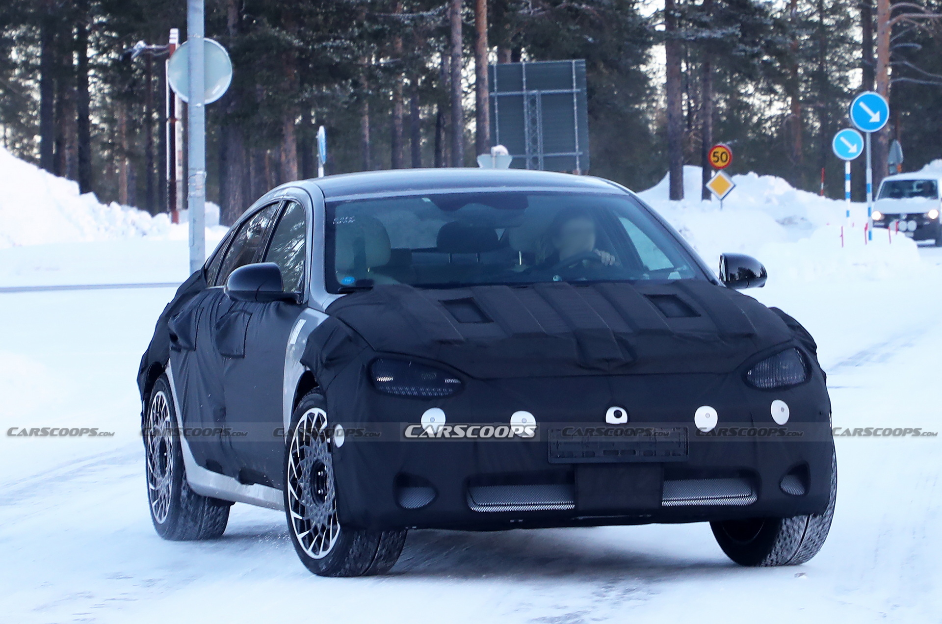 2023 Hyundai Ioniq 6’s Parametric Pixel LED Lights Spied Hiding Under Camouflage