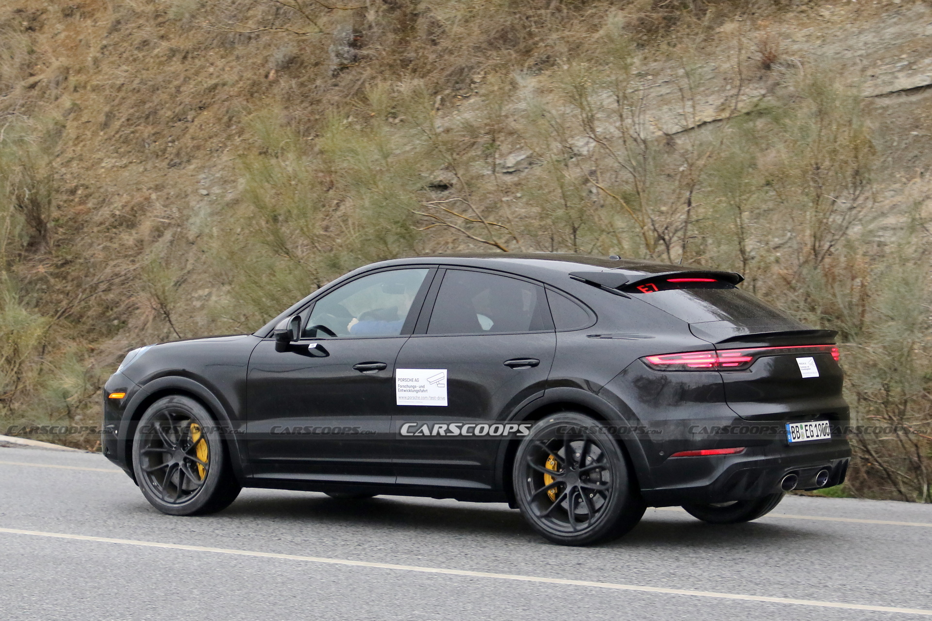 Facelifted 2023 Porsche Cayenne Coupe Hides New Production Taillights Under Camo