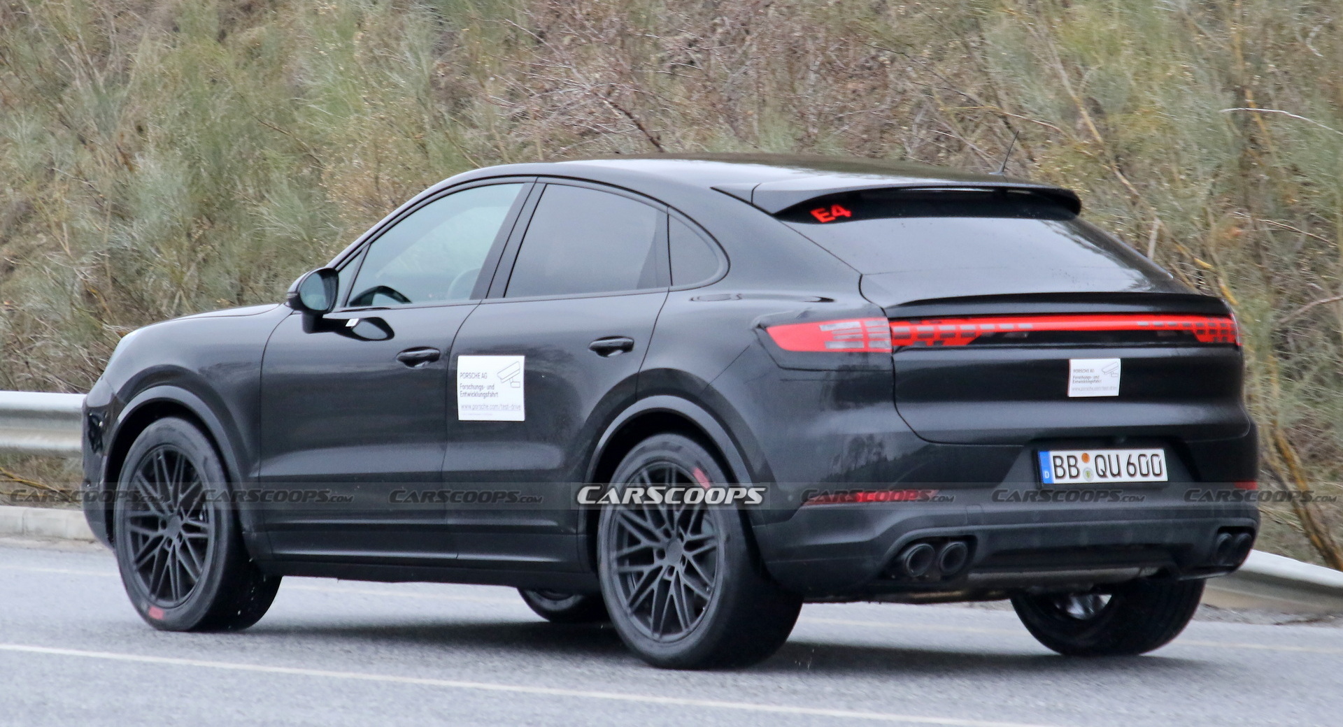 Facelifted 2023 Porsche Cayenne Coupe Hides New Production Taillights Under Camo