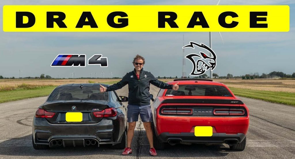  When A Tuned BMW M4 Drag Races A Dodge Challenger Hellcat Somebody Gets Their Feelings Hurt