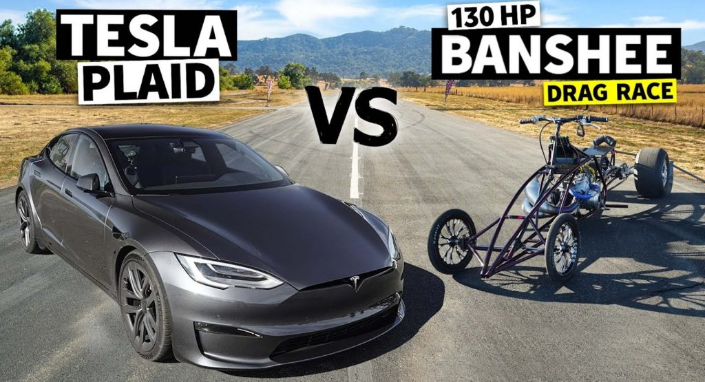 Here’s The Sketchiest Way To Beat A Tesla Model S Plaid In A Drag Race