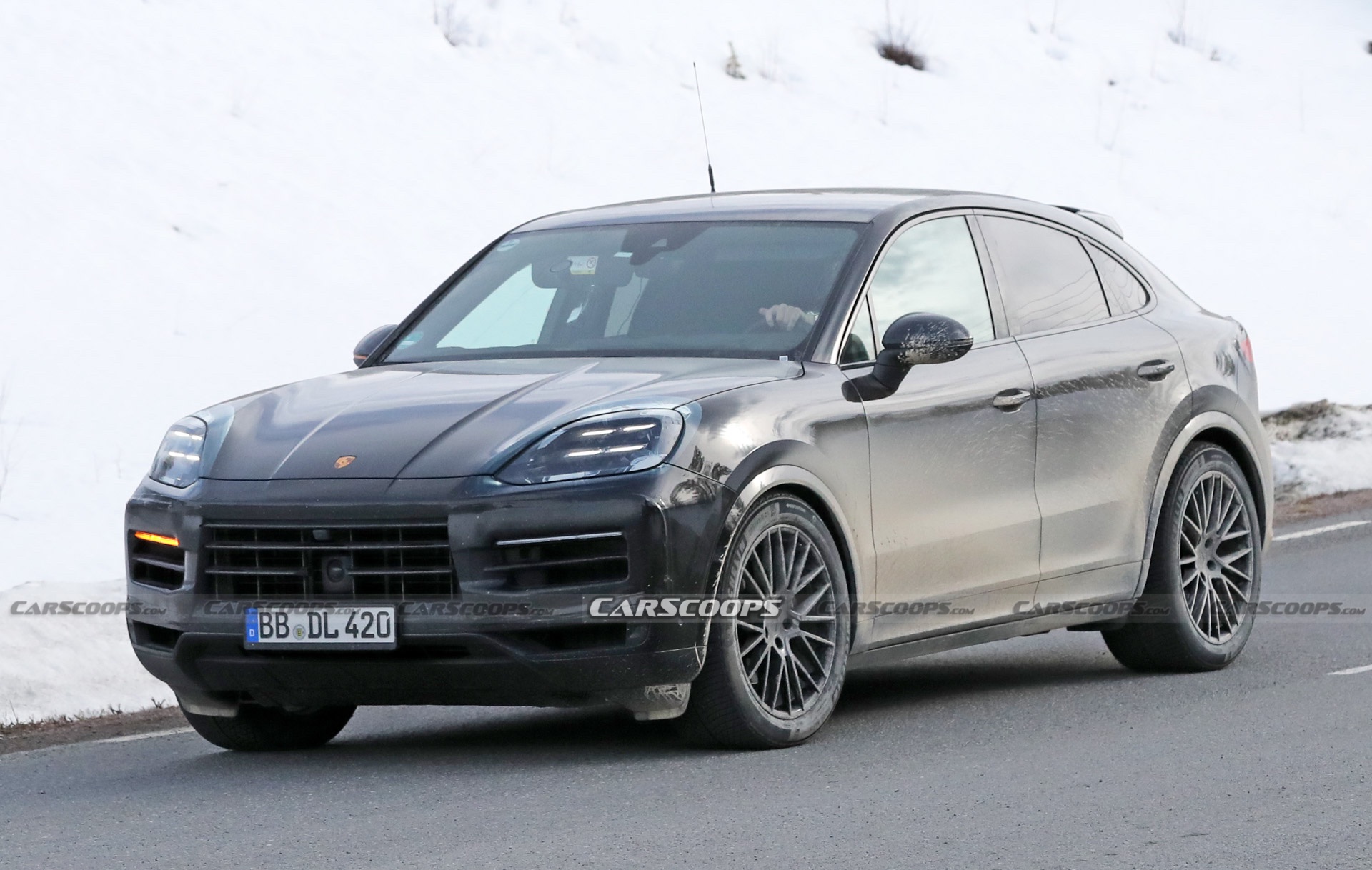 2023 Porsche Cayenne Coupe Facelift Shows Off New Lights In Final Winter Tests