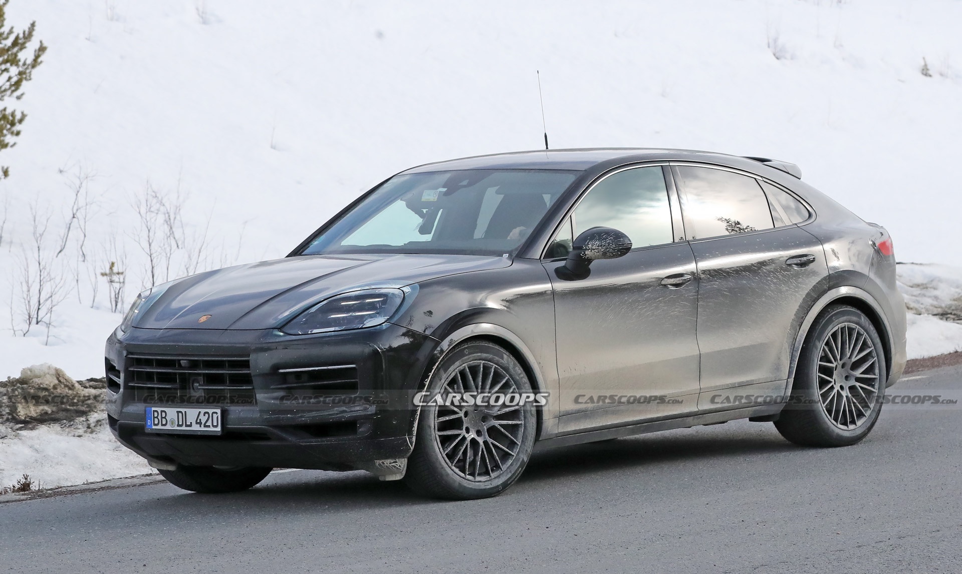 2023 Porsche Cayenne Coupe Facelift Shows Off New Lights In Final Winter Tests