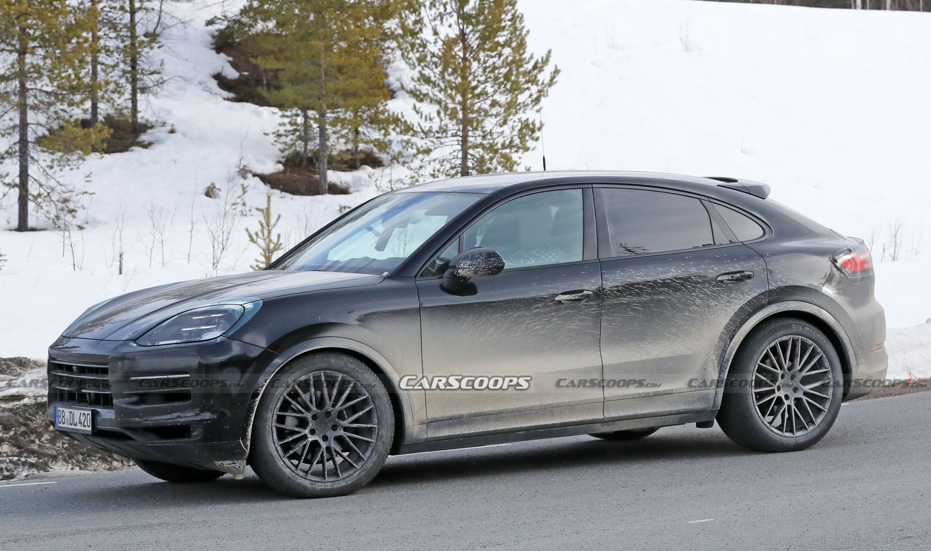 2023 Porsche Cayenne Coupe Facelift Shows Off New Lights In Final Winter Tests