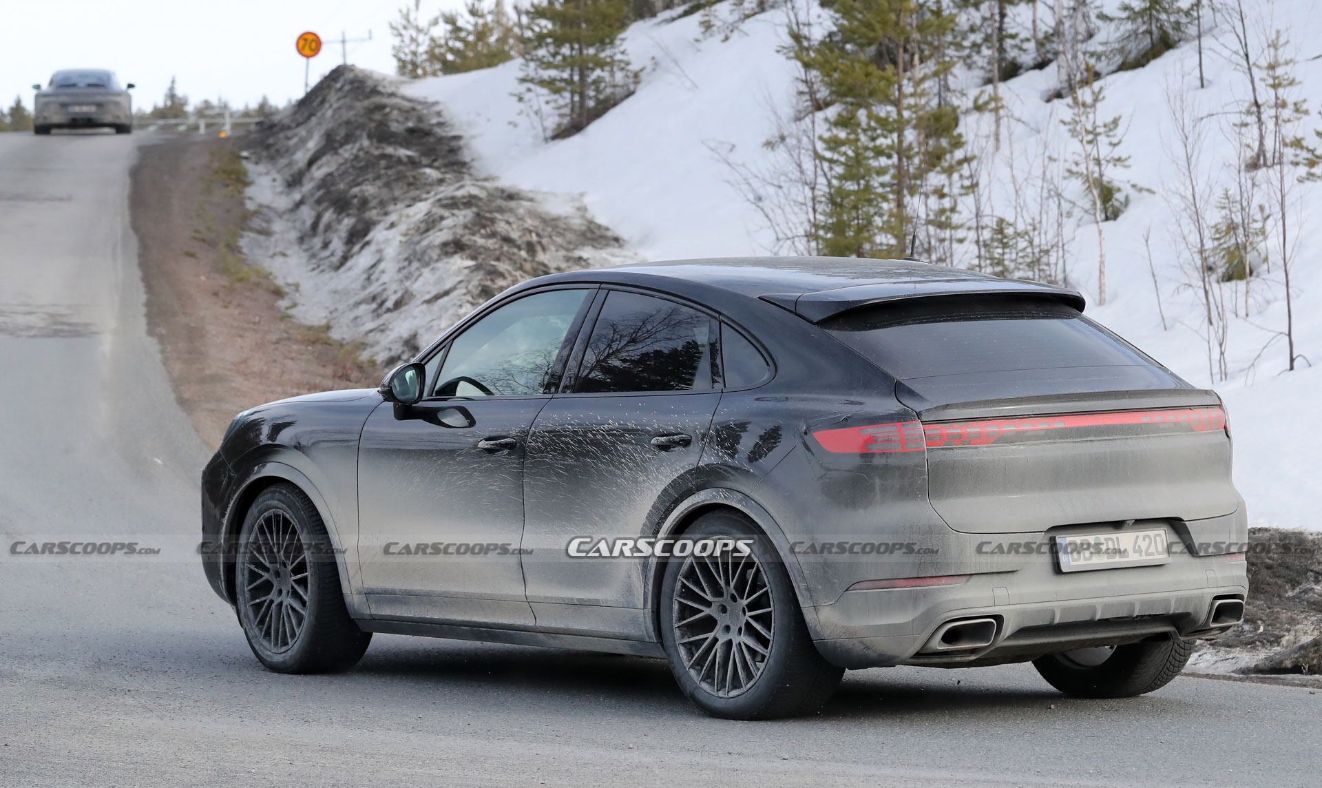2023 Porsche Cayenne Coupe Facelift Shows Off New Lights In Final Winter Tests