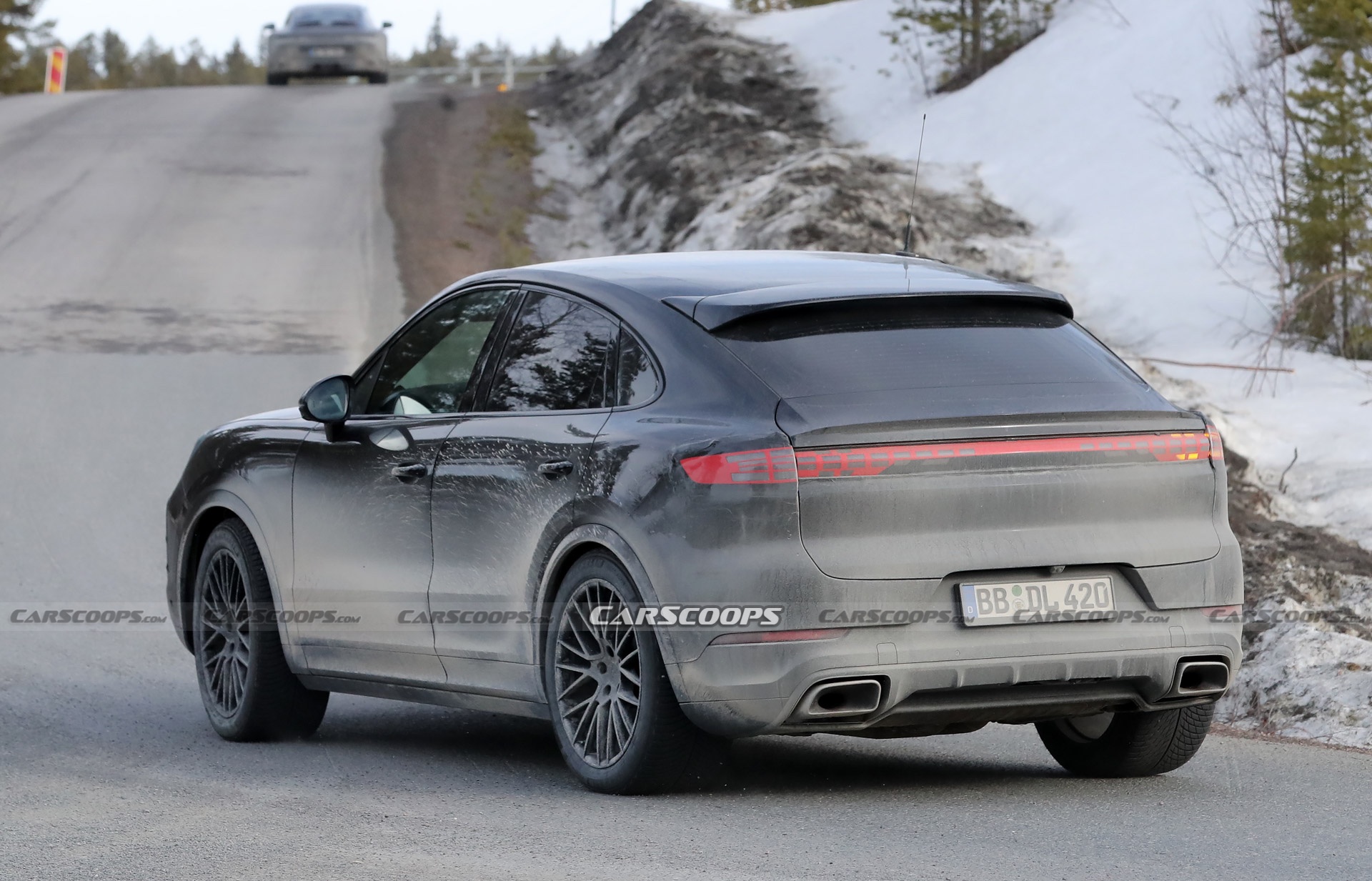 2023 Porsche Cayenne Coupe Facelift Shows Off New Lights In Final Winter Tests