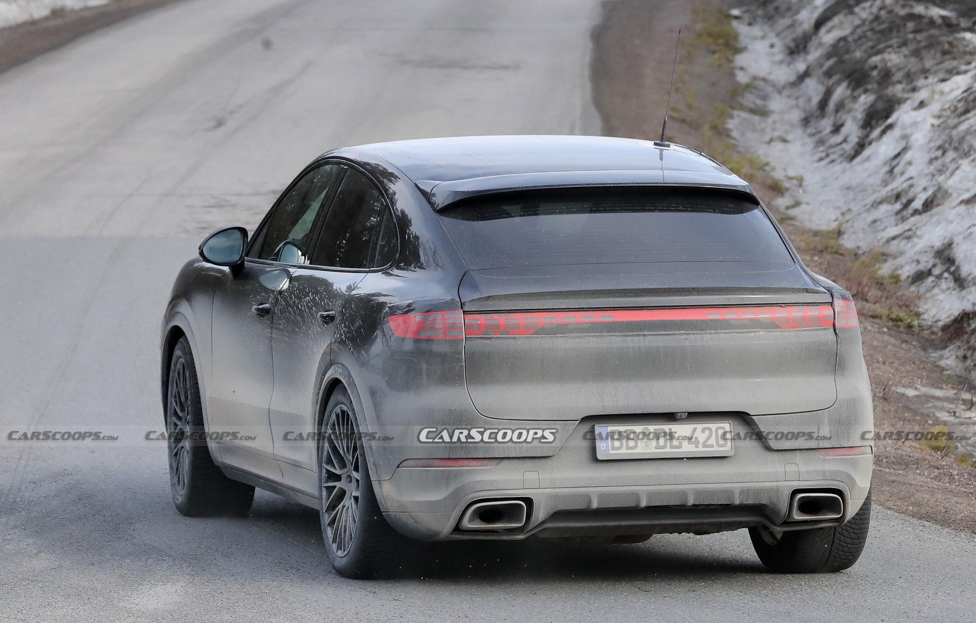 2023 Porsche Cayenne Coupe Facelift Shows Off New Lights In Final Winter Tests