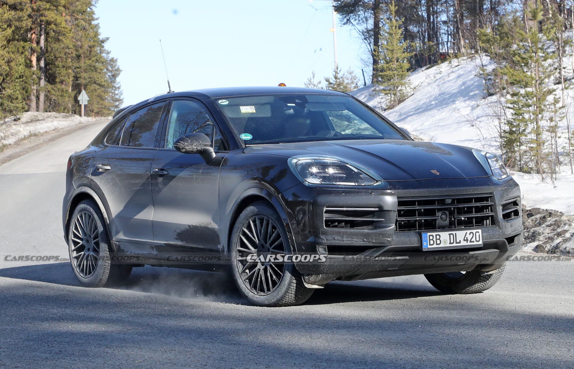 2023 Porsche Cayenne Coupe Facelift Shows Off New Lights In Final Winter Tests