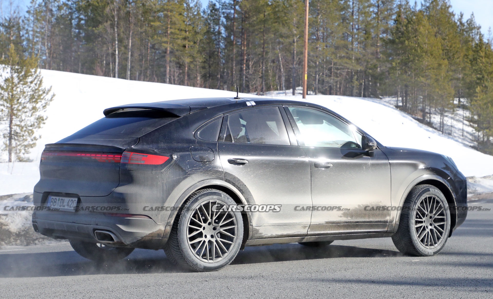 2023 Porsche Cayenne Coupe Facelift Shows Off New Lights In Final Winter Tests