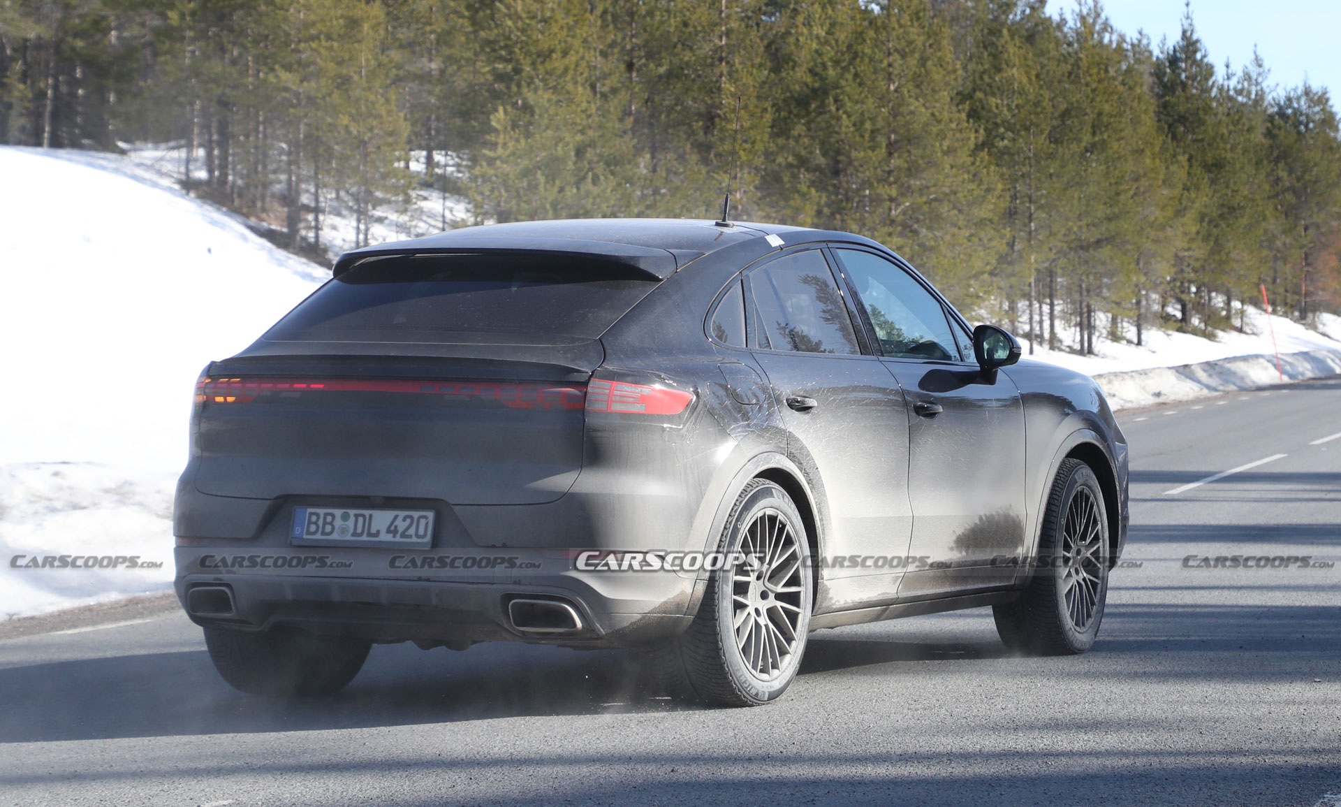 2023 Porsche Cayenne Coupe Facelift Shows Off New Lights In Final Winter Tests