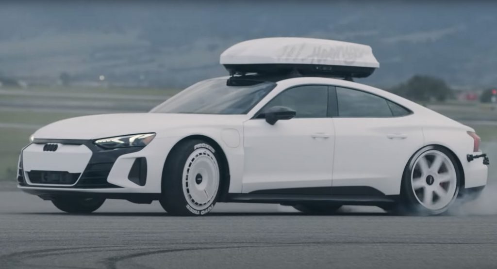  Ken Block Goes Drifting In His All-White Audi RS e-tron GT