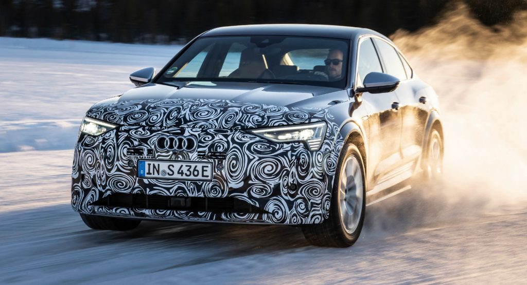 Audi Teases Facelifted E-tron Sportback During Winter Testing