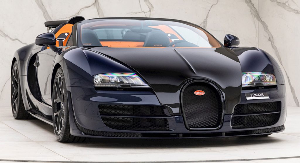  Bugatti Veyron Grand Sport Vitesse Looks Dapper In Dark Blue Carbon Fiber