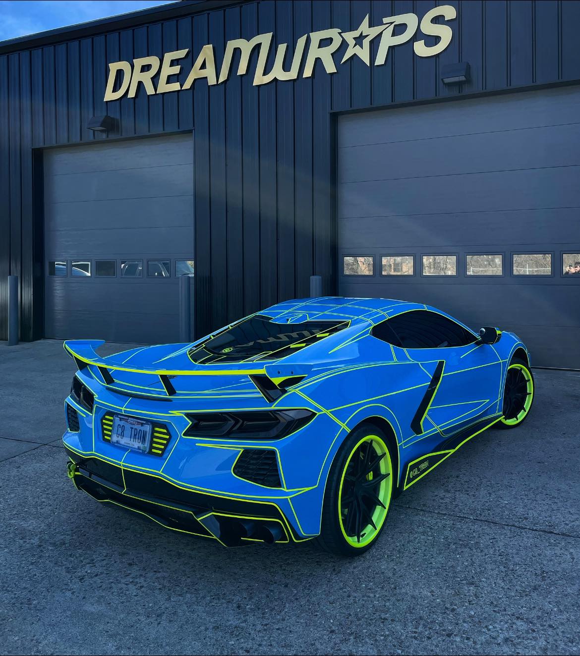 This C8 Corvette With Neon Yellow Stripes Belongs In A Tron Movie