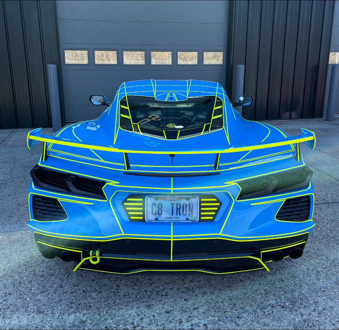 This C8 Corvette With Neon Yellow Stripes Belongs In A Tron Movie