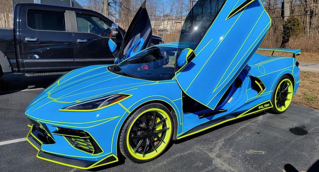  This C8 Corvette With Neon Yellow Stripes Belongs In A Tron Movie