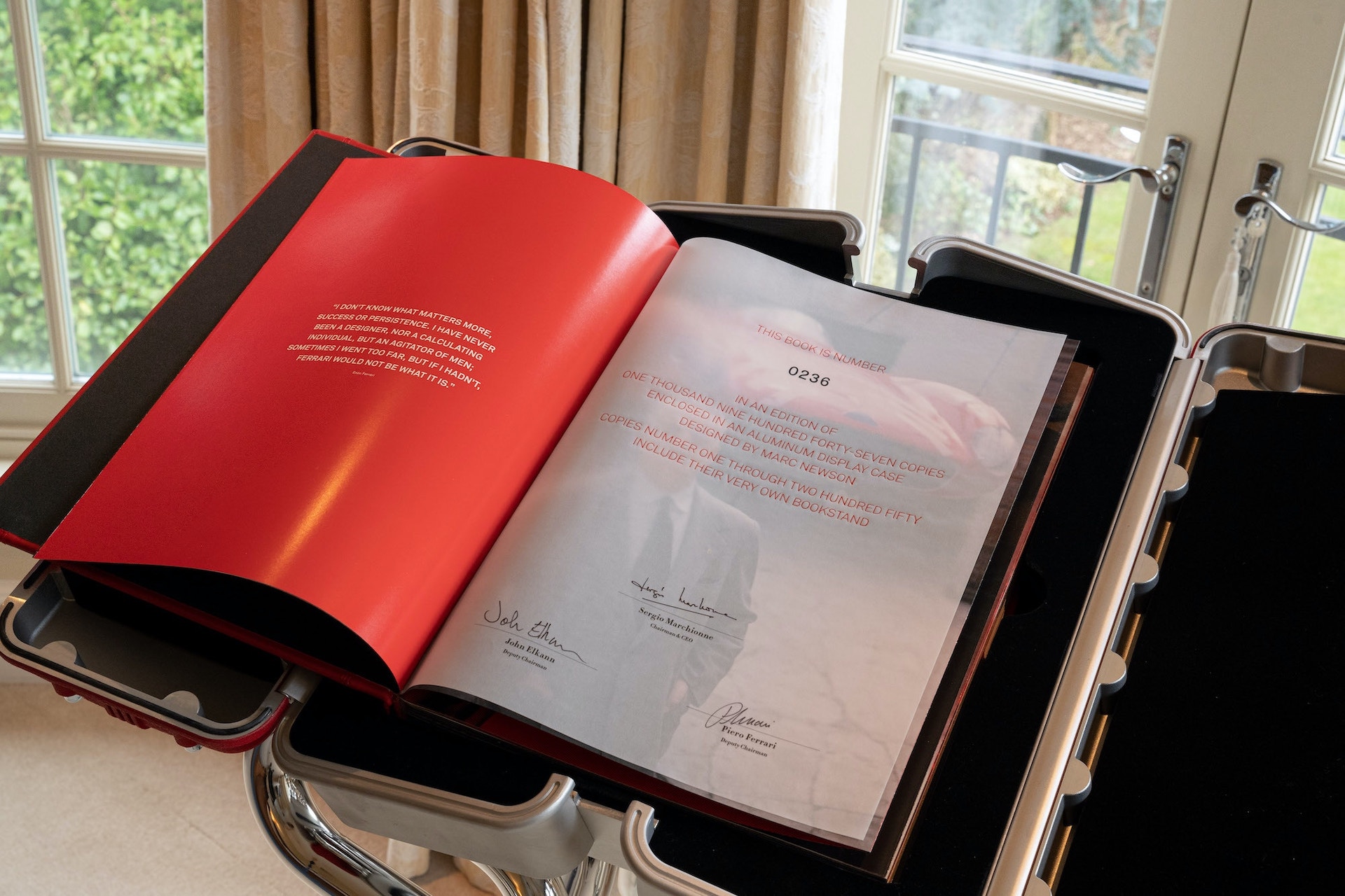 This $30,000 Ferrari Book Comes With A Stand Made From Fake Rocker Covers And Exhaust Headers