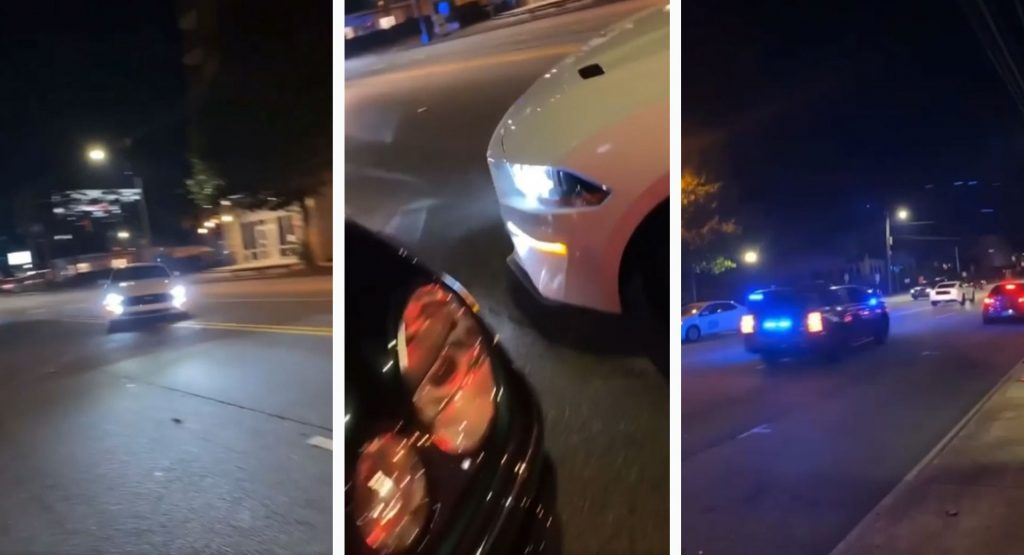 Ford Mustang Loses Control And Survives Near Miss, Only To Be Hit With Instant Cop Karma