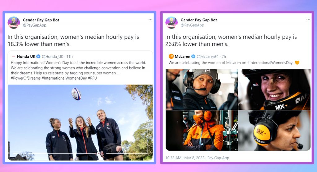  Twitter Bot Calls Out Honda UK And McLaren Over Gender Pay Gaps On International Women’s Day
