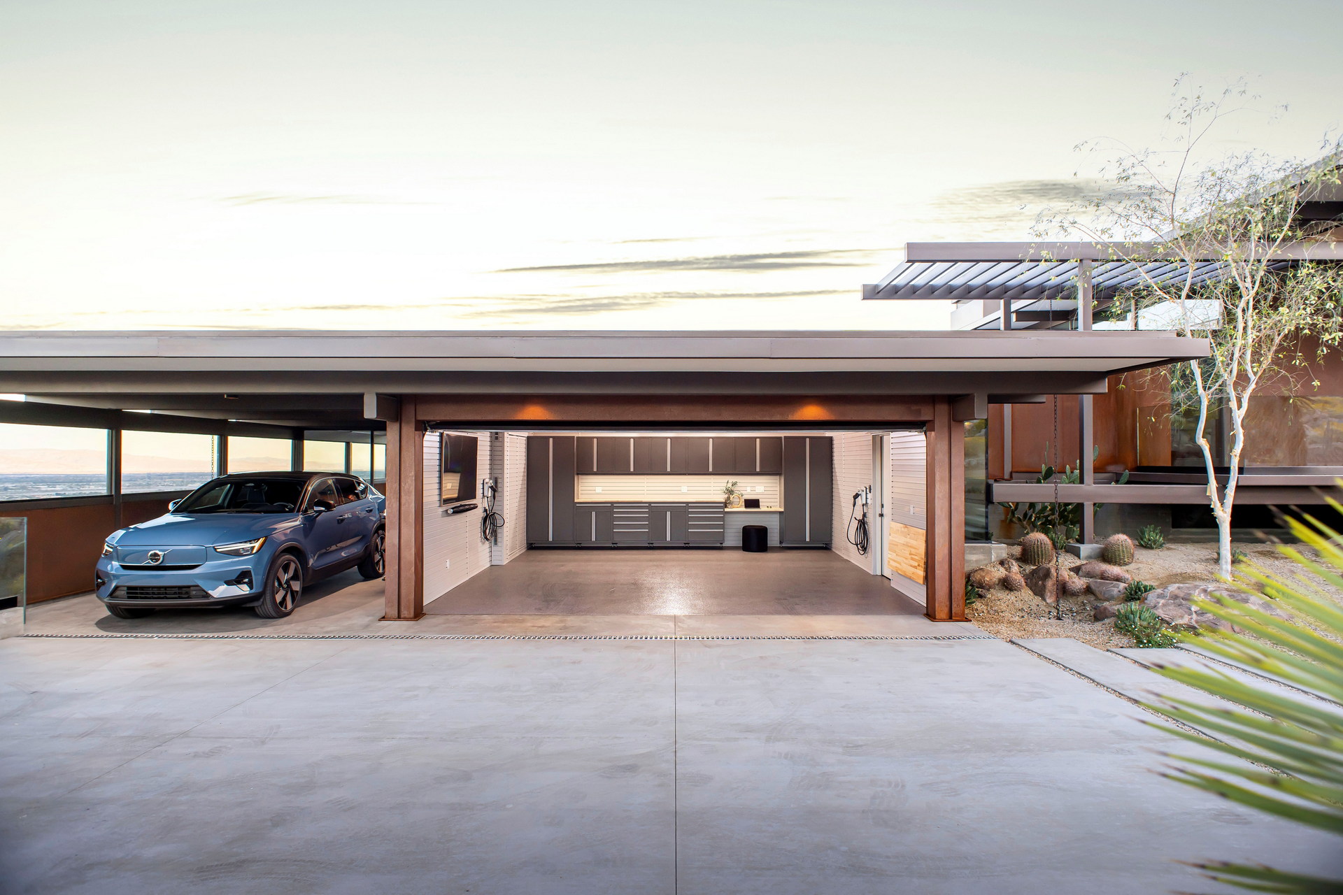 Volvo Helped Designed The Ultimate Electric Car Garage For Luxurious Californian House