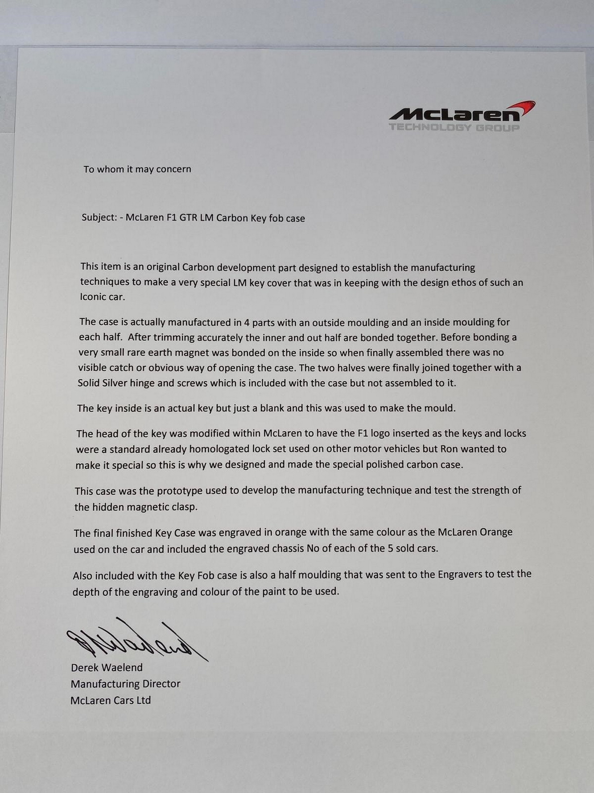 Fancy Yourself A Prototype McLaren F1 LM Key? It’s Gonna Cost You A Pretty Penny