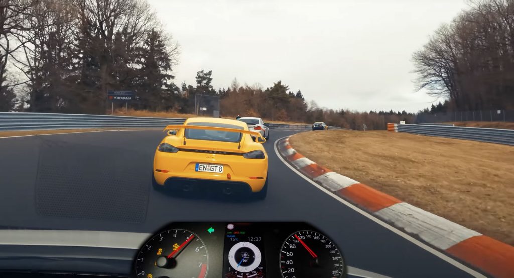  This Porsche 718 Cayman GT4 Can’t Shake A Toyota GR Yaris At The ‘Ring