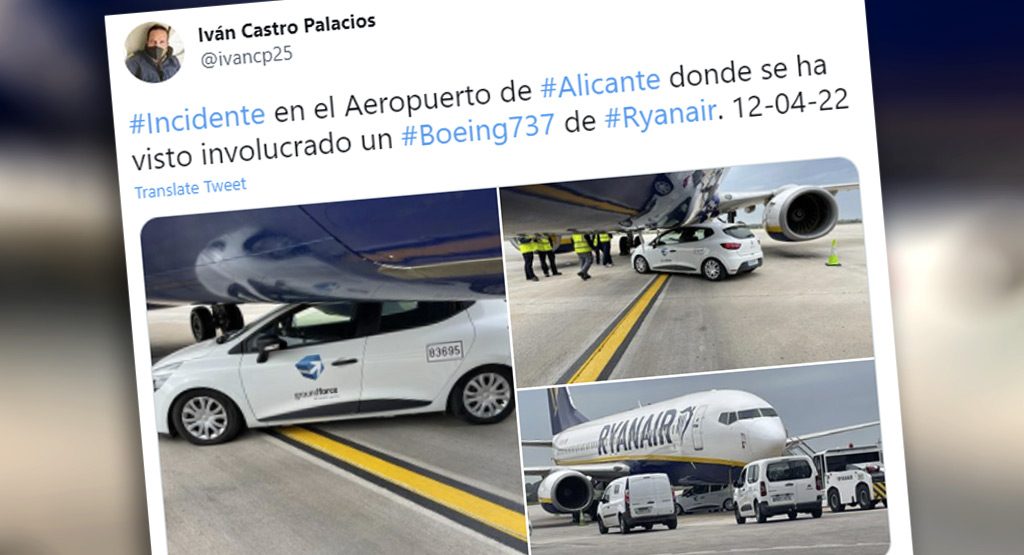  Renault Clio Crashes Under A Boeing 737 In Spanish Airport