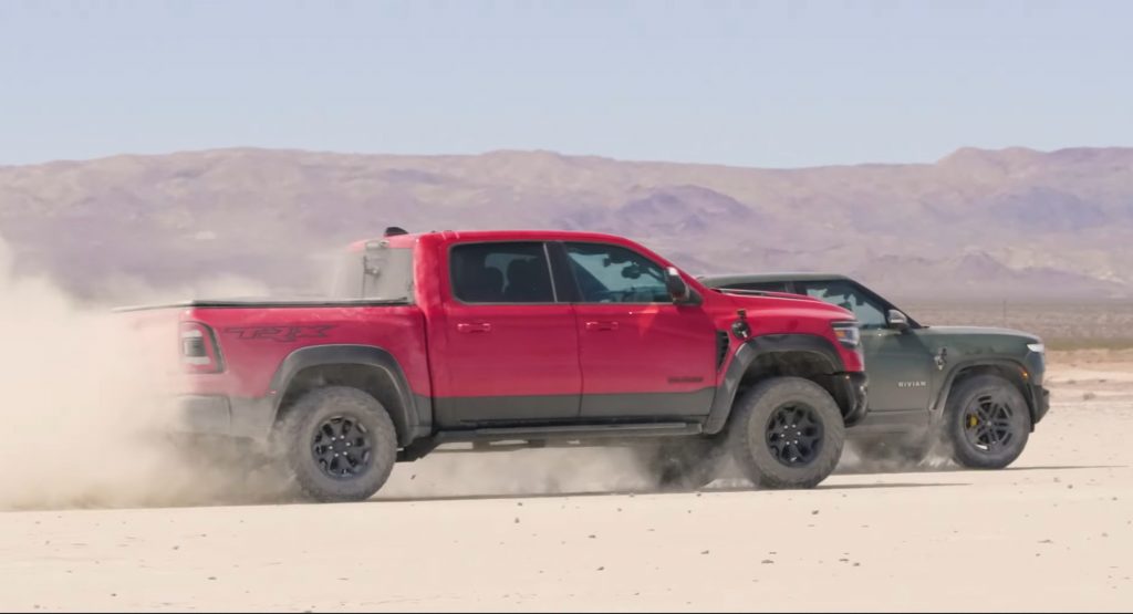 The Ram TRX Feels “Big And Dumb” Next To The Rivian R1T
