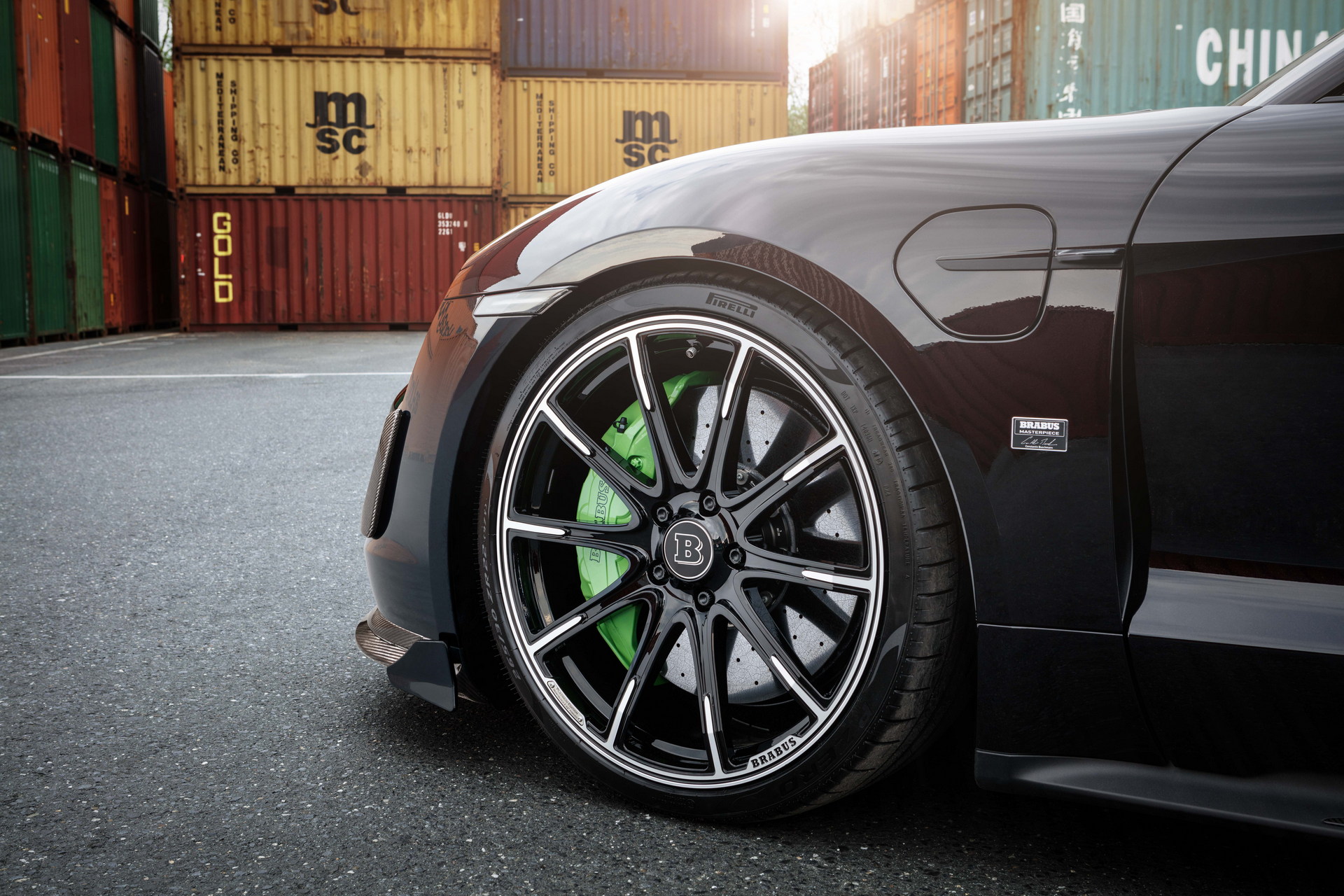 Brabus Upgrades The Porsche Taycan Turbo S With 22-Inch Wheels And A Lime Green Interior