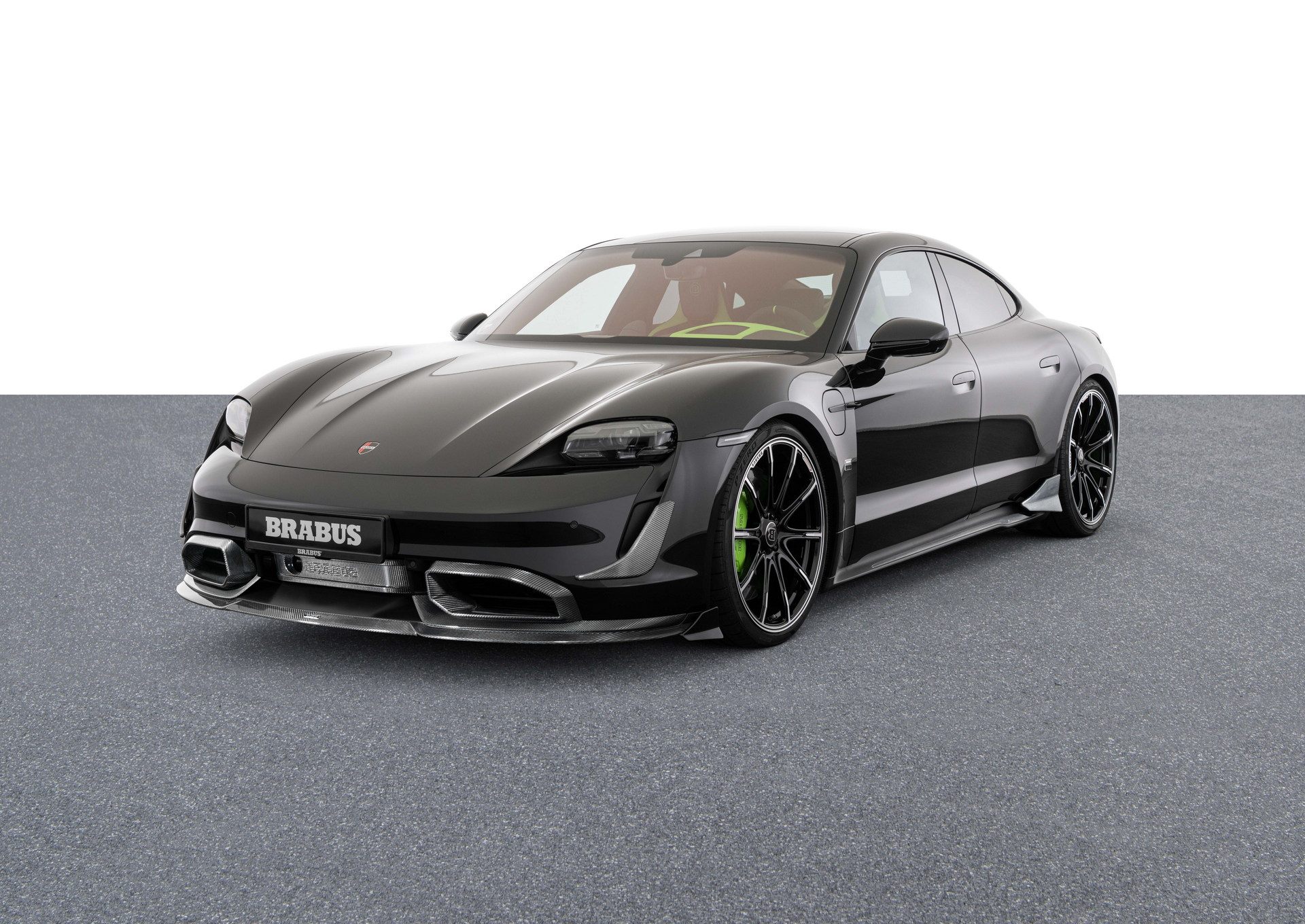 Brabus Upgrades The Porsche Taycan Turbo S With 22-Inch Wheels And A Lime Green Interior