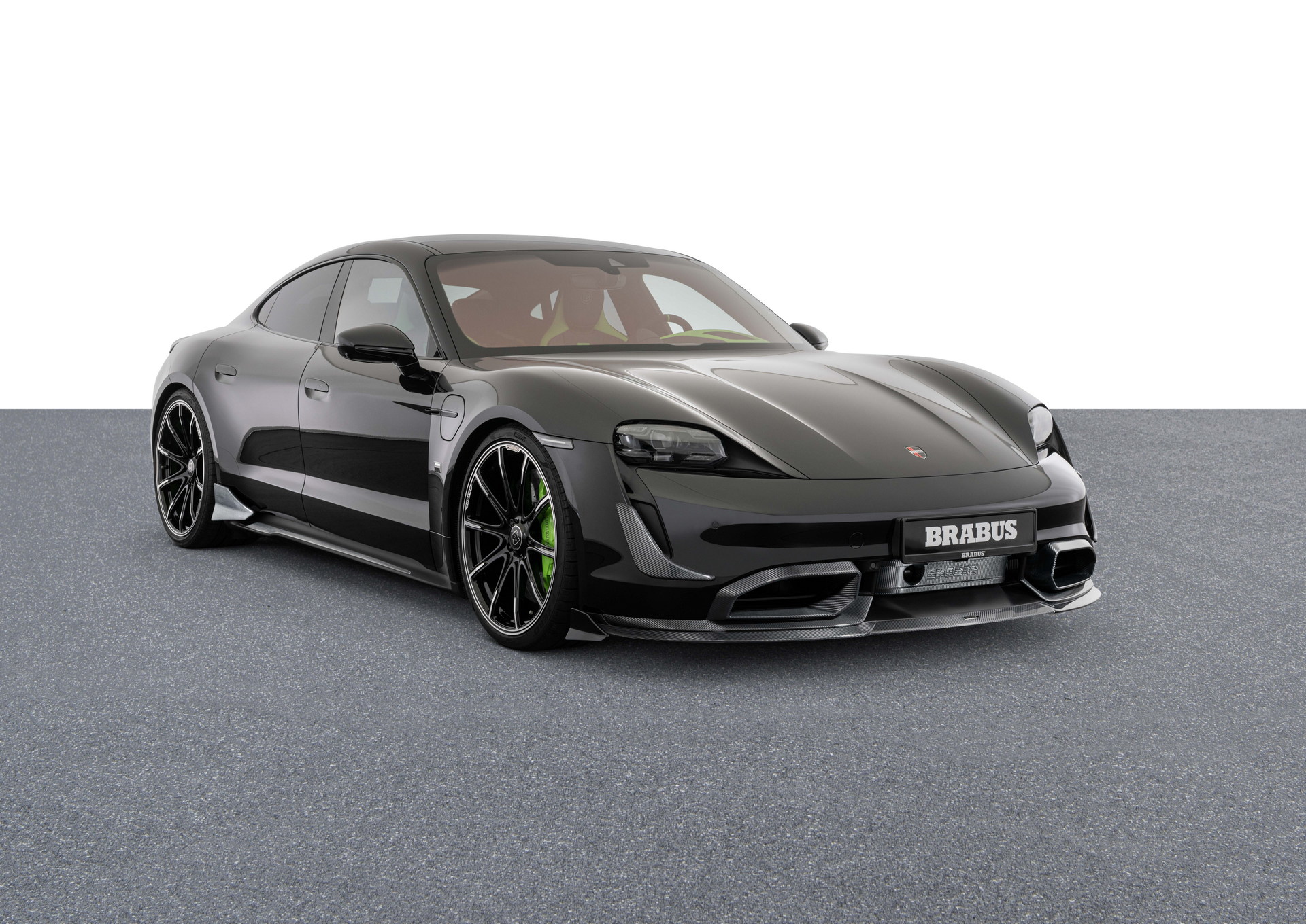 Brabus Upgrades The Porsche Taycan Turbo S With 22-Inch Wheels And A Lime Green Interior