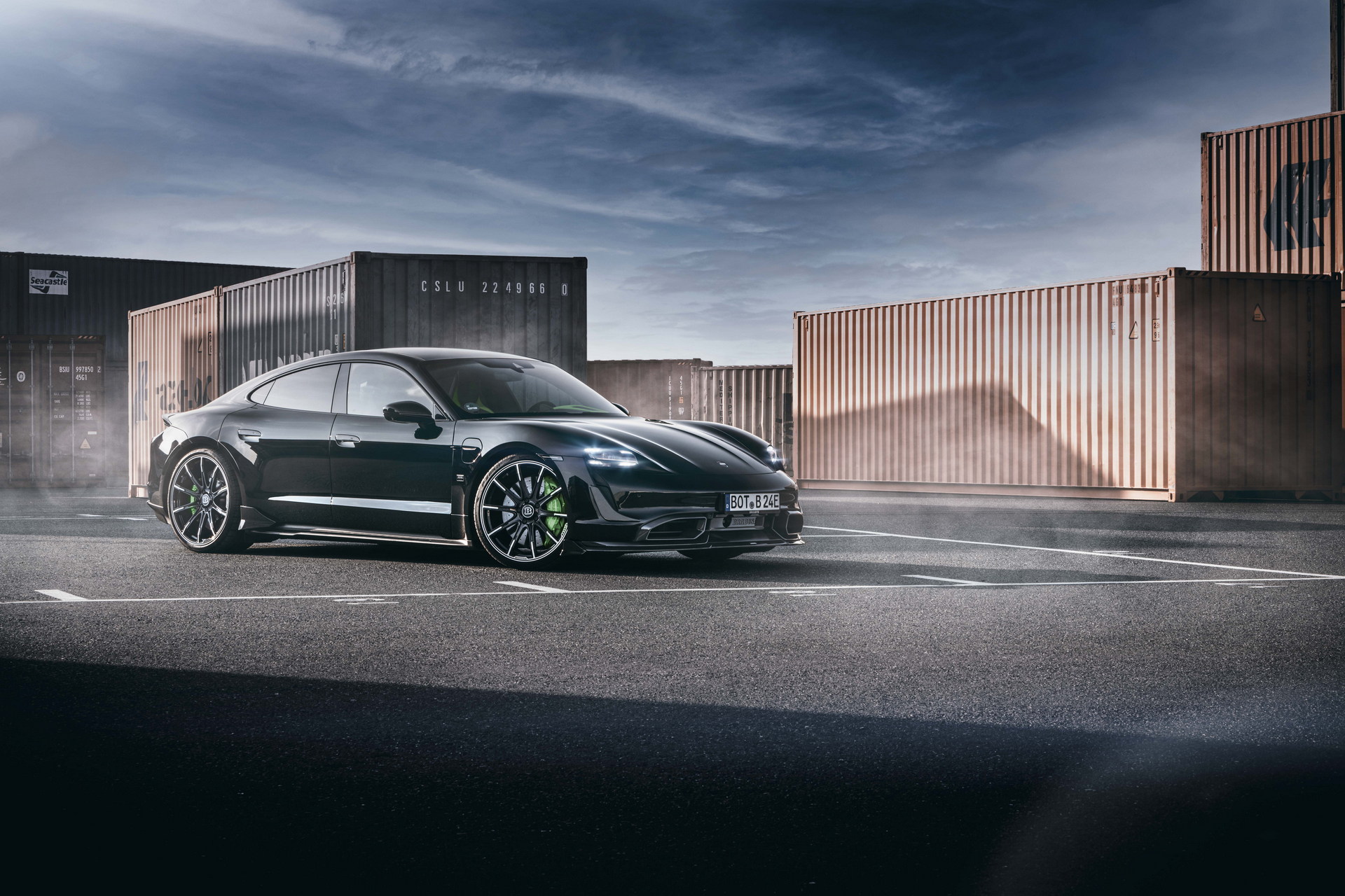 Brabus Upgrades The Porsche Taycan Turbo S With 22-Inch Wheels And A Lime Green Interior