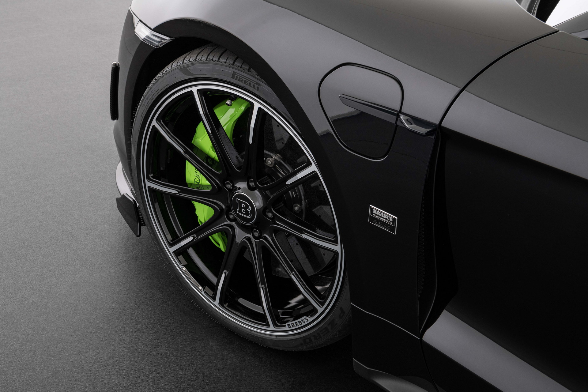 Brabus Upgrades The Porsche Taycan Turbo S With 22-Inch Wheels And A Lime Green Interior