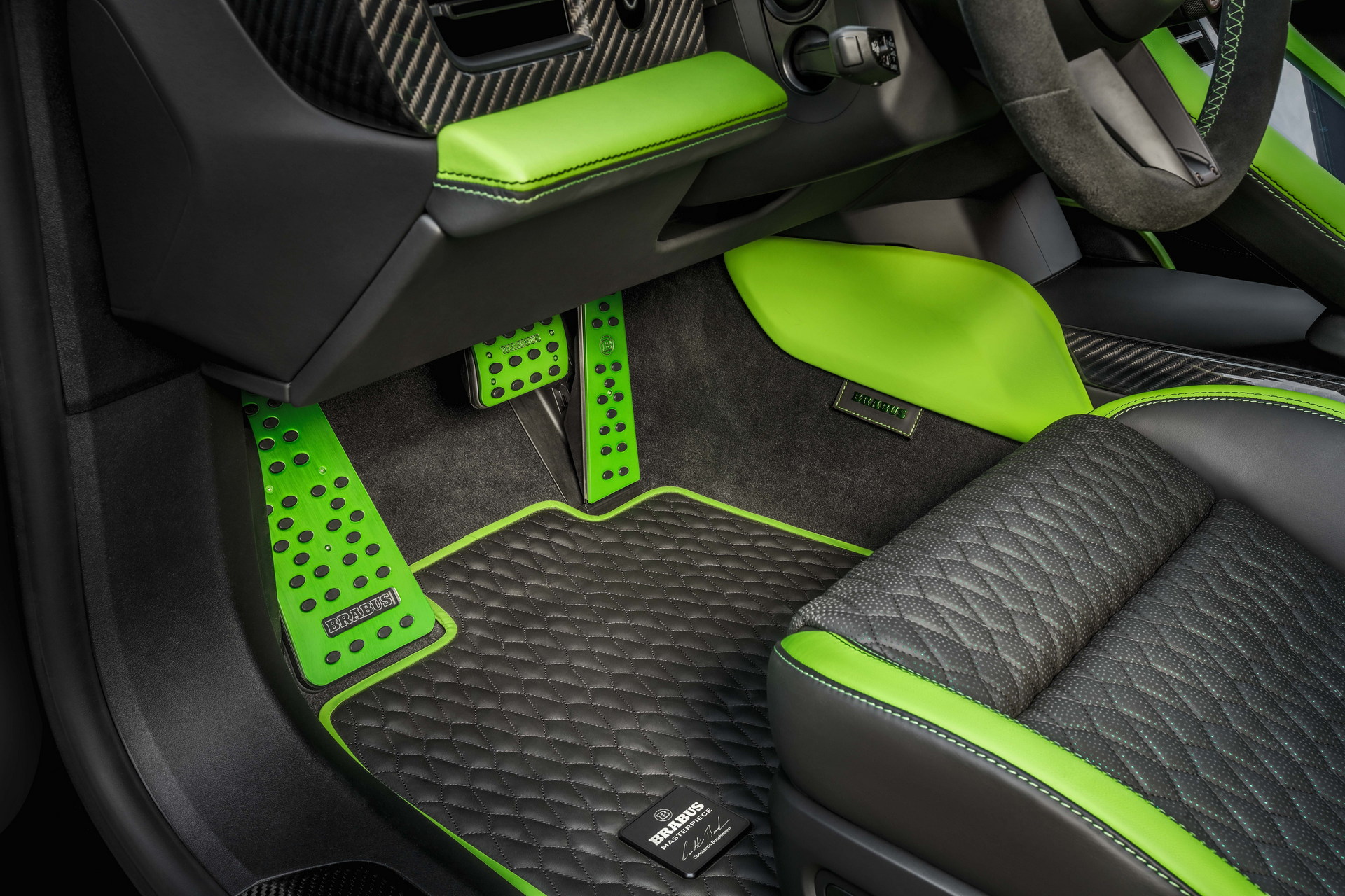 Brabus Upgrades The Porsche Taycan Turbo S With 22-Inch Wheels And A Lime Green Interior