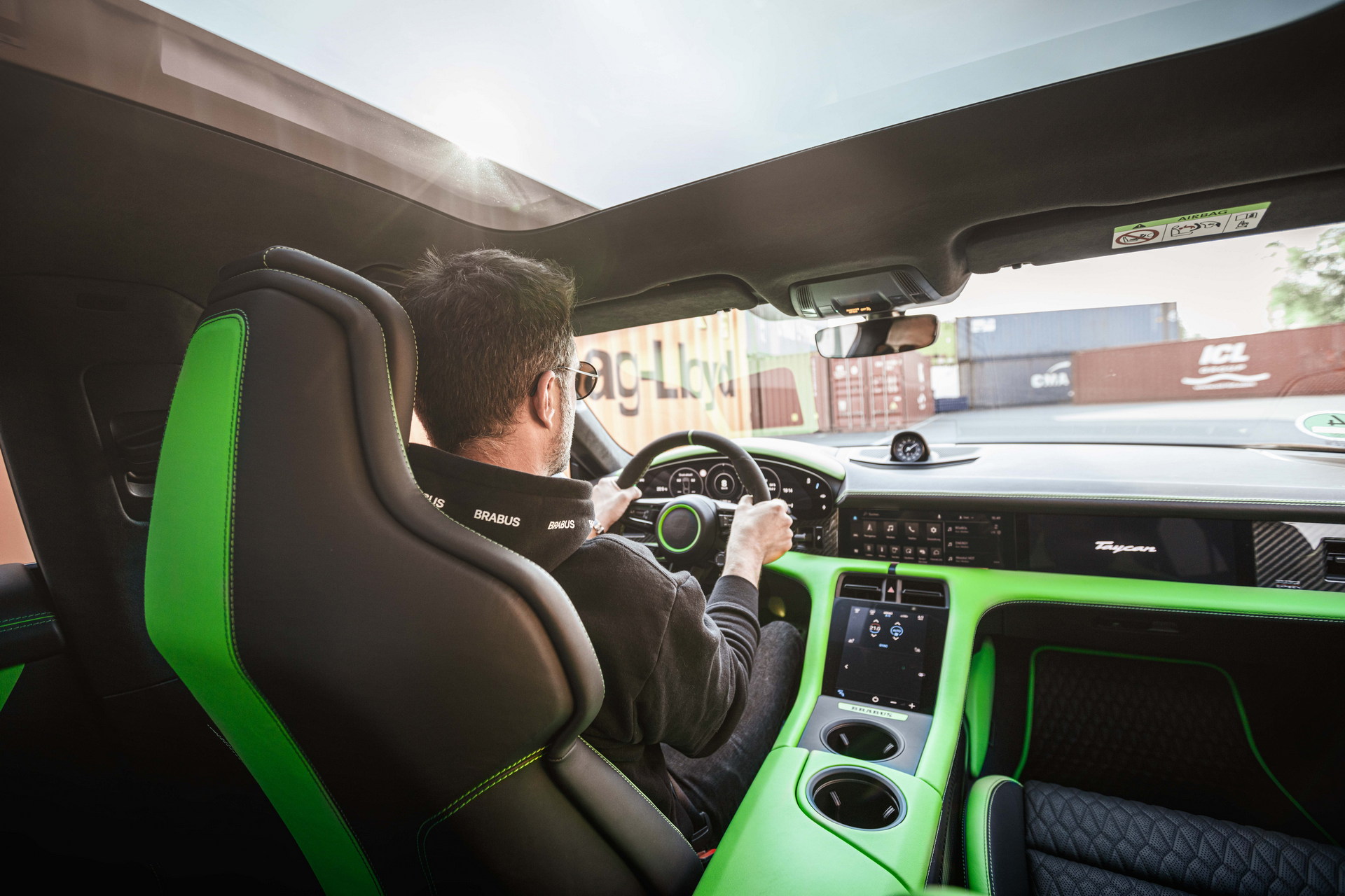 Brabus Upgrades The Porsche Taycan Turbo S With 22-Inch Wheels And A Lime Green Interior