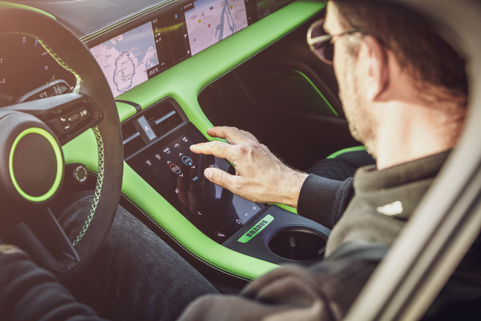 Brabus Upgrades The Porsche Taycan Turbo S With 22-Inch Wheels And A Lime Green Interior