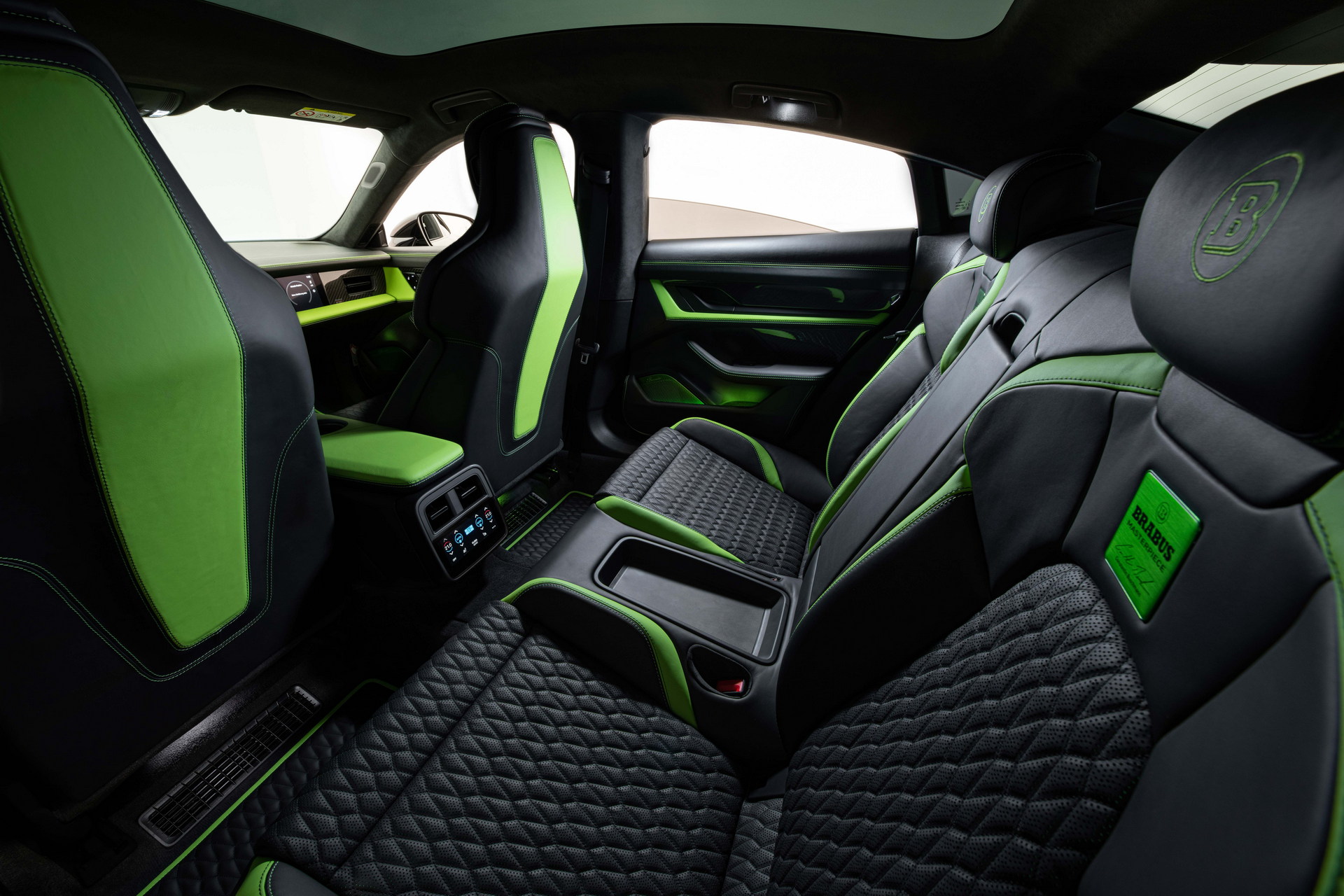 Brabus Upgrades The Porsche Taycan Turbo S With 22-Inch Wheels And A Lime Green Interior