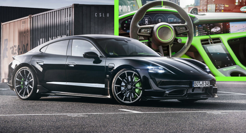  Brabus Upgrades The Porsche Taycan Turbo S With 22-Inch Wheels And A Lime Green Interior