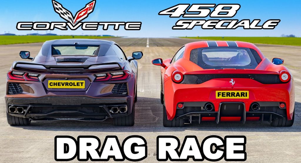  Can The C8 Corvette Stingray Trouble The Ferrari 458 Speciale In A Straight Line?