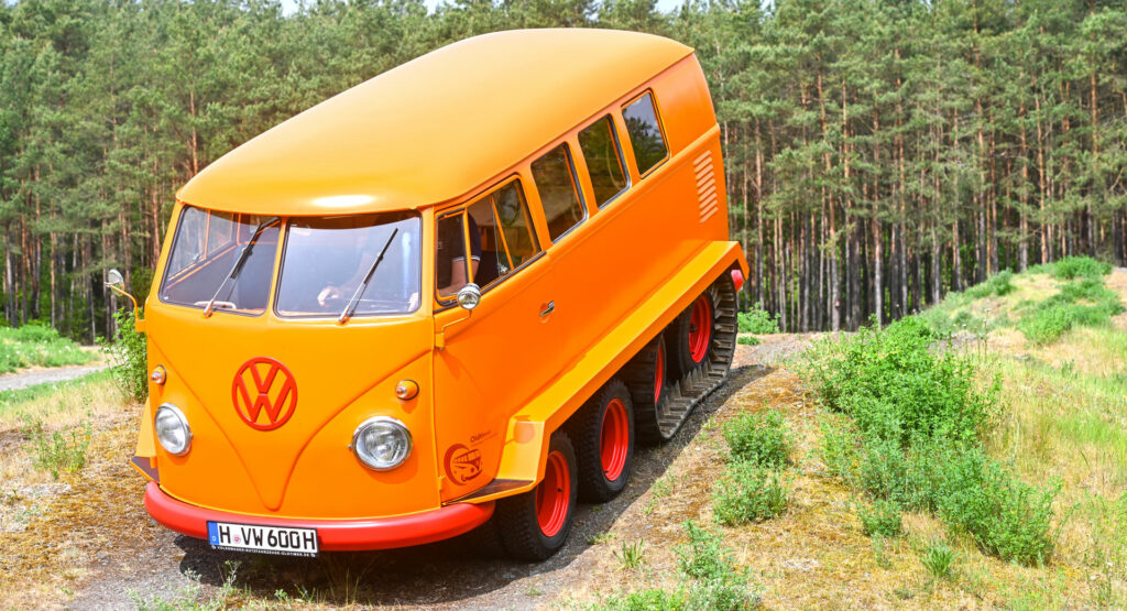 VW Restores The “Half-Track Fox”, A Four-Axle T1 Microbus With Tank Tracks