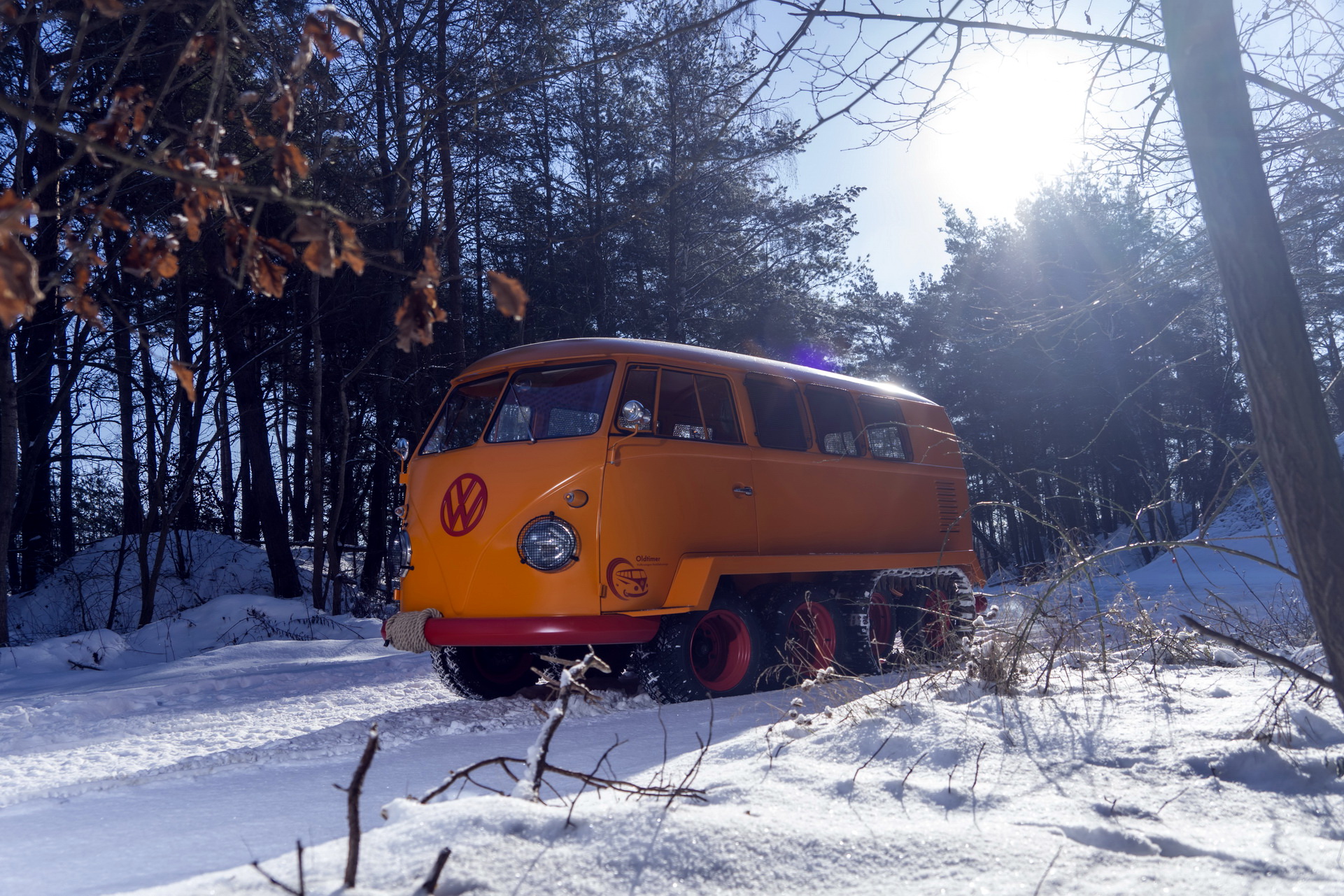 VW Restores The “Half-Track Fox”, A Four-Axle T1 Microbus With Tank Tracks