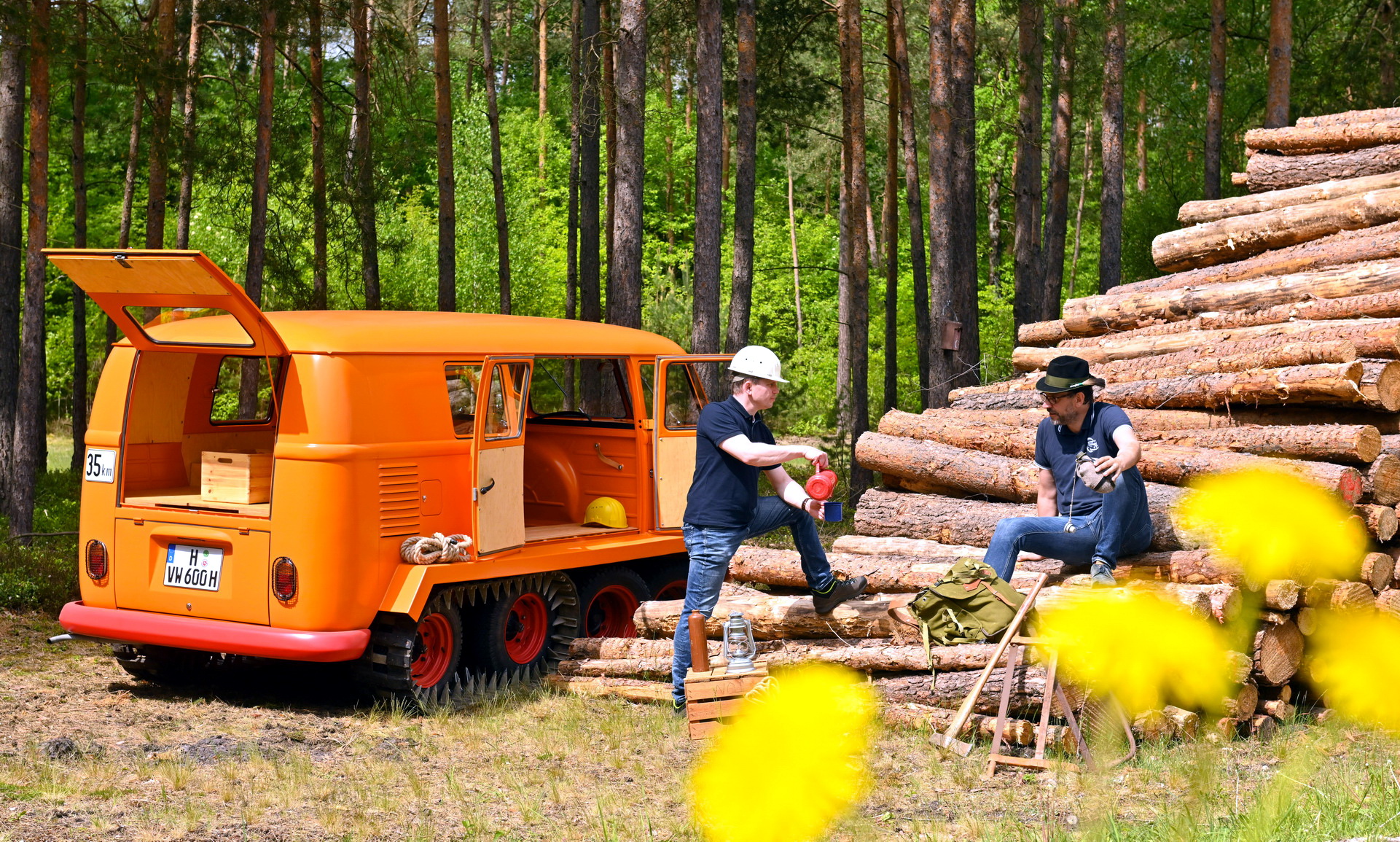 VW Restores The “Half-Track Fox”, A Four-Axle T1 Microbus With Tank Tracks