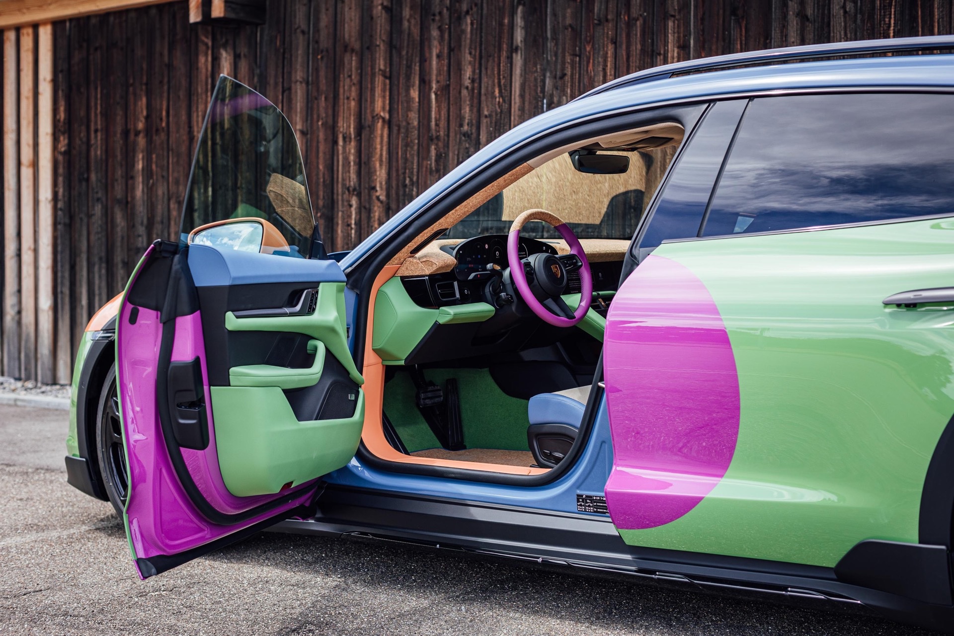 Porsche Goes Full Harlequin On The Taycan 4 Cross Turismo With Art Car For Sneakerheads
