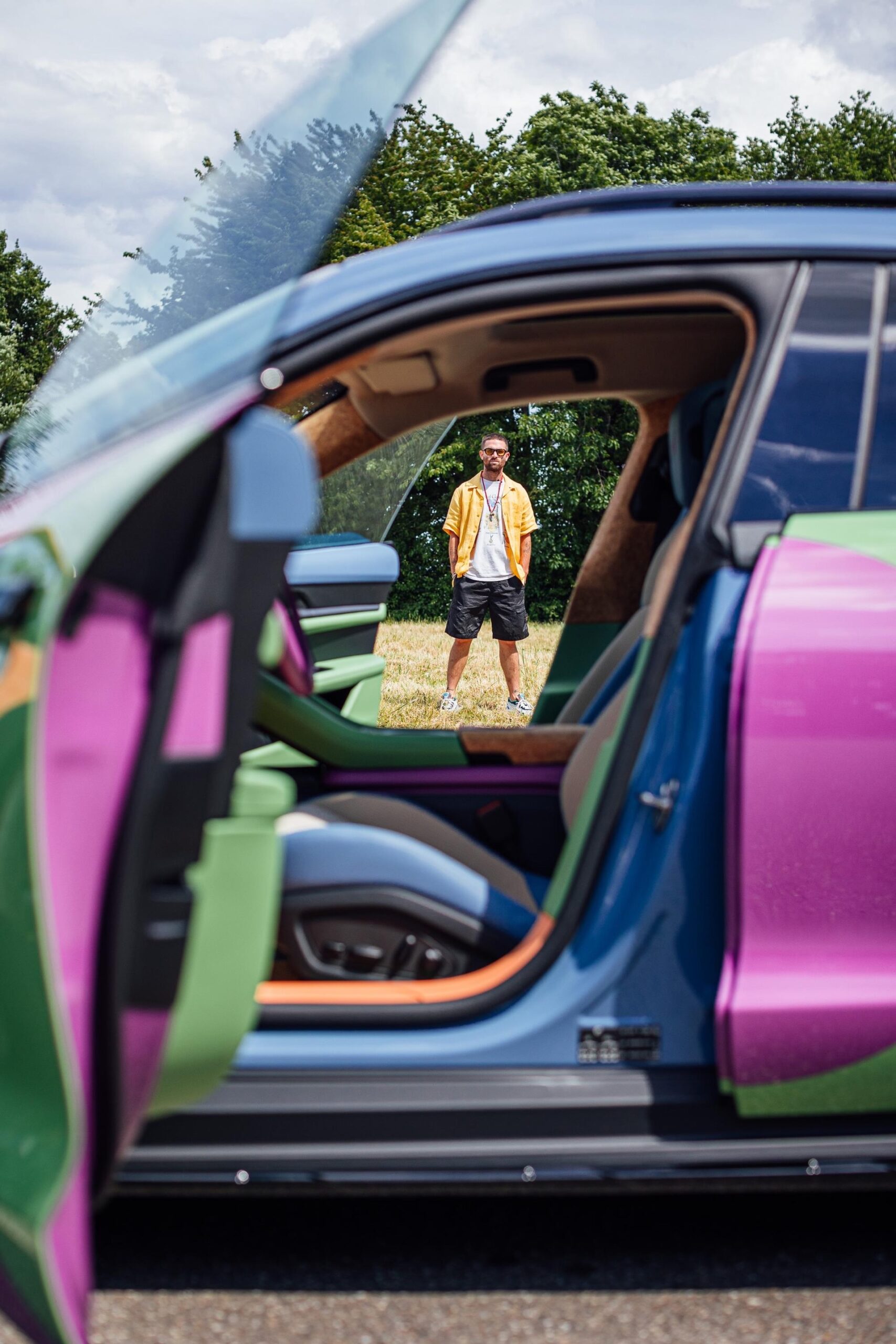 Porsche Goes Full Harlequin On The Taycan 4 Cross Turismo With Art Car For Sneakerheads