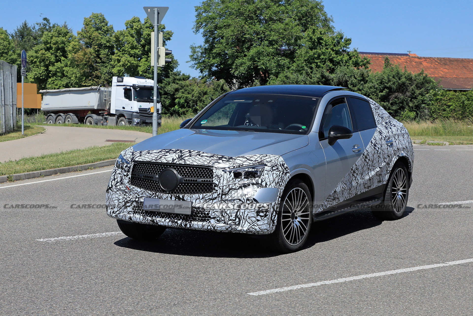 Style-Driven 2024 Mercedes-Benz GLC Coupe Spied Flaunting Its Sloping Roofline
