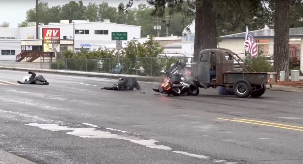  This Motorcycle And Truck Smash Is More Complicated Than It Looks