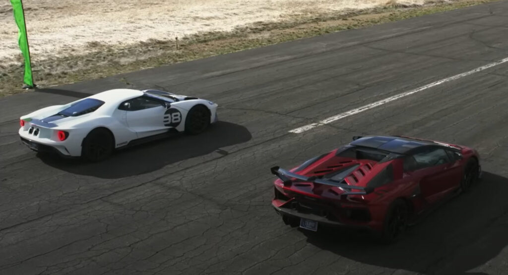  Watch A Ford GT Somehow Outsprint A Lamborghini Aventador SVJ On Top Gear America